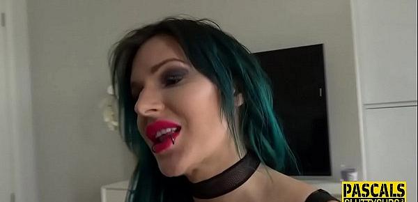  Anally pounded goth sub toys her pussy